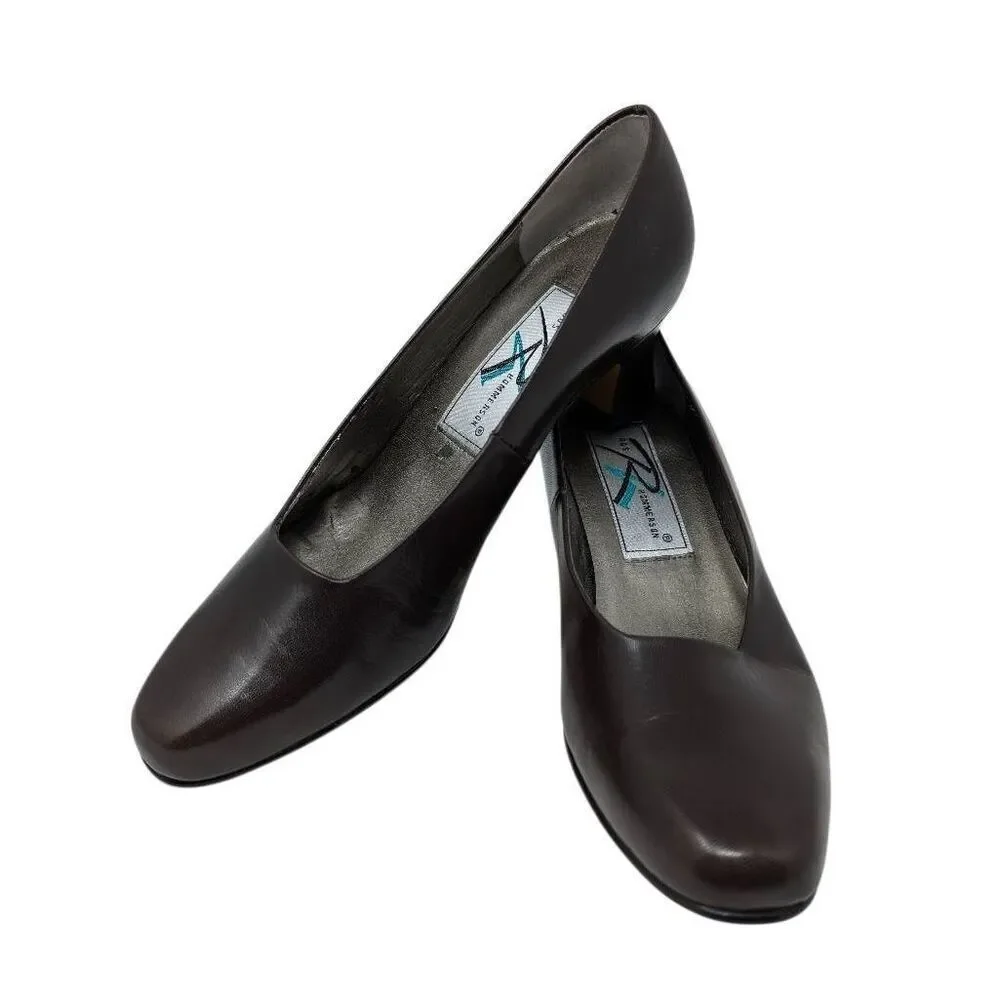 Ross Hommerson 7 Dark Brown Comfort Heels NWD Pumps Vintage Career Librarian